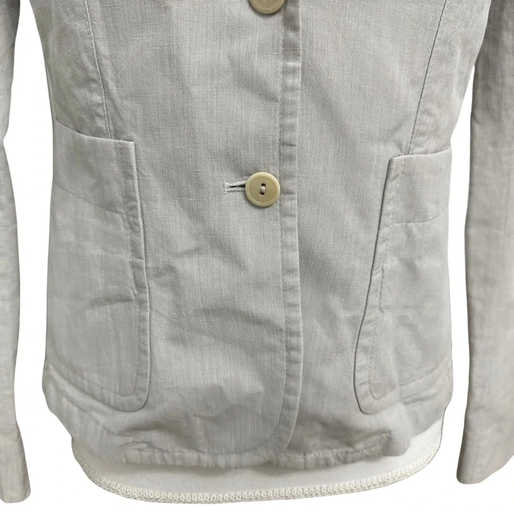Lacoste Women’s Blazer Cotton/Linen Ivory Size 36EU/Small US
